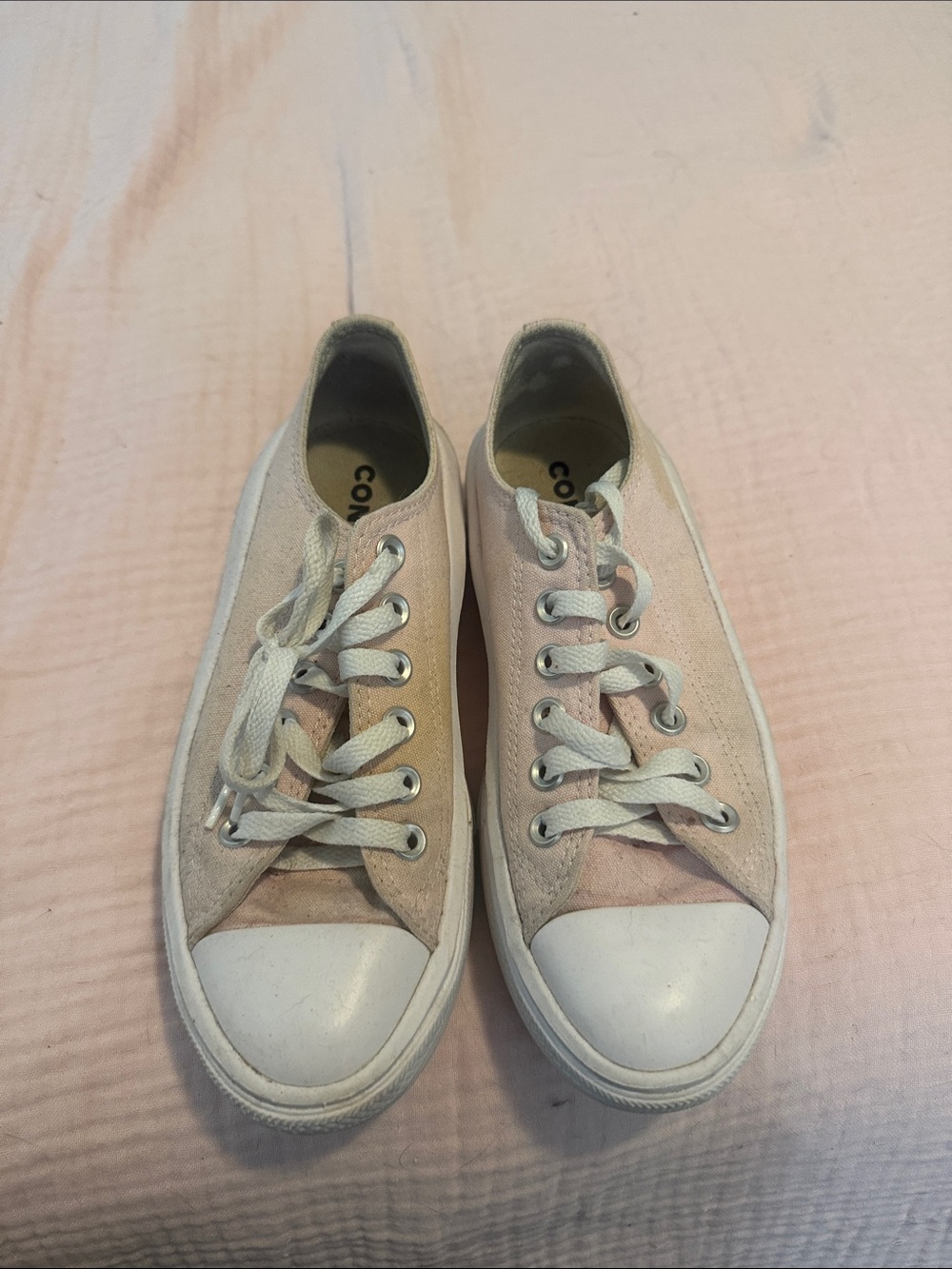 Converse Women's Low Top Canvas Sneakers in Pale Pink